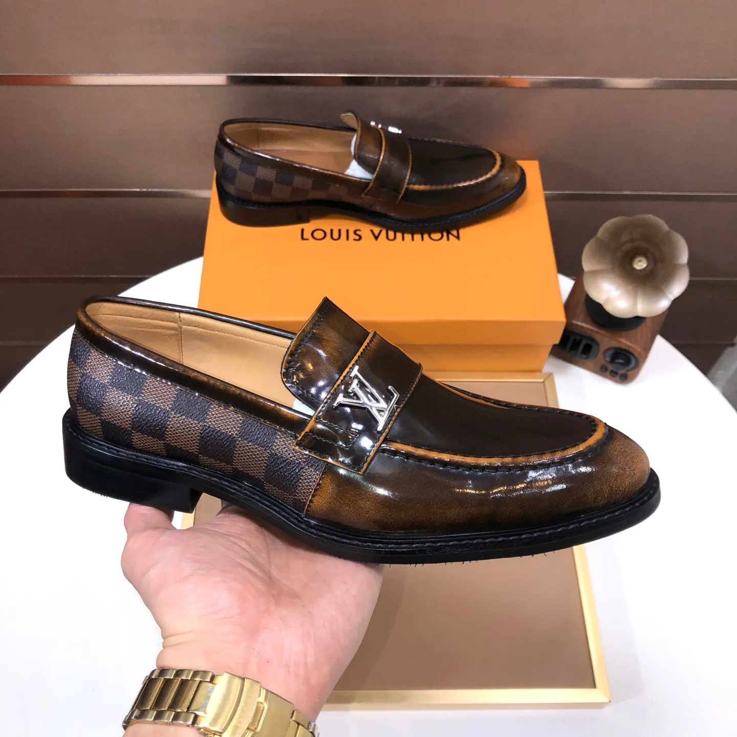 Men's shoes💰460💰【LOUIS VUITTON】(sheepskin lining) new cowhide LV formal shoes🎩🎩❗️🆘made one to one at the counter🎩original quality, imported cowhide upper➕full sheepskin lining➕original rubber outsole, {high quality visible}👣Size: 38-45 (45 custom-made)